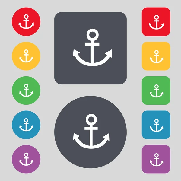 Anchor icon. Set colourful buttons sign. Vector — Stock Vector