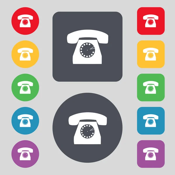 Icono web de teléfono retro. Establecer botones de colores. Vector — Vector de stock