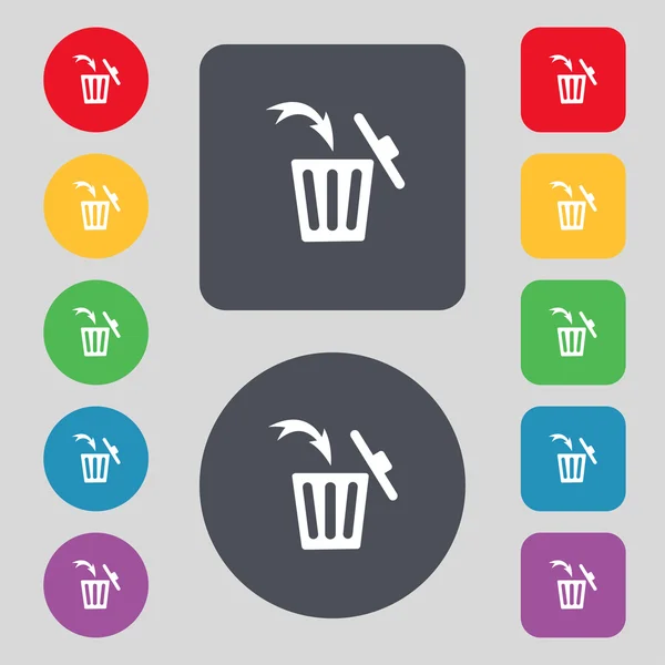 Recycle bin sign icon. Bins symbol. Set colourful buttons. Vector — Stock Vector