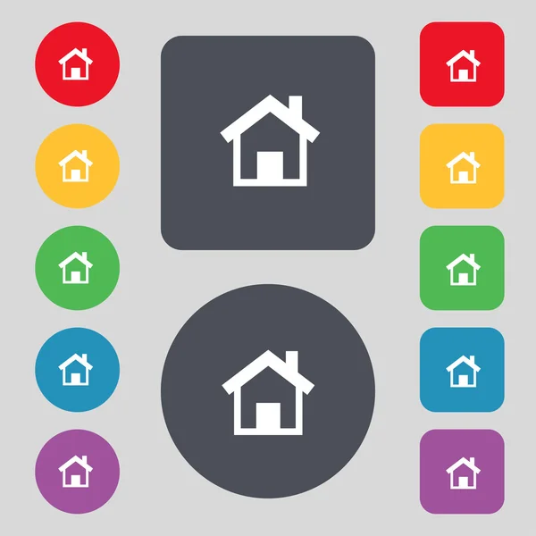 Home sign icon. Main page button. Navigation symbol.Set colourful buttons Vector — Stock Vector