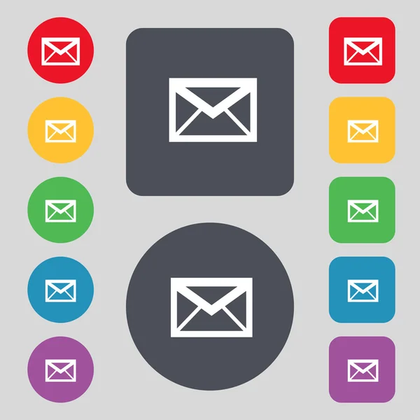 Mail icon. Envelope symbol. Message sign. navigation button Set colour buttons Vector — Stock Vector
