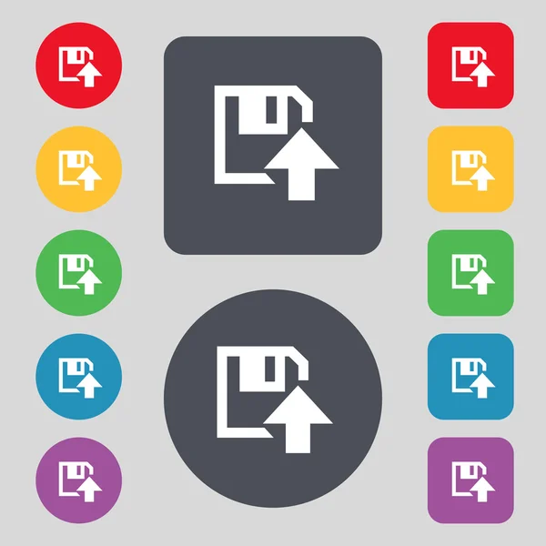 Icono de disquete. Diseño moderno plano Establecer botones de color. Vector — Vector de stock