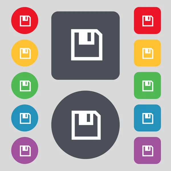 Floppy icon. Flat modern design Set colour buttons. Vector — Stock Vector