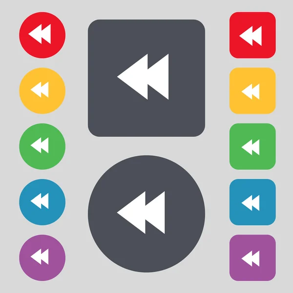 Multimediales Zeichen-Symbol. Spieler-Navigationssymbol. Farbtasten setzen. Vektor — Stockvektor