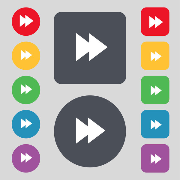 multimedia sign icon. Player navigation symbol. Set colour buttons. Vector