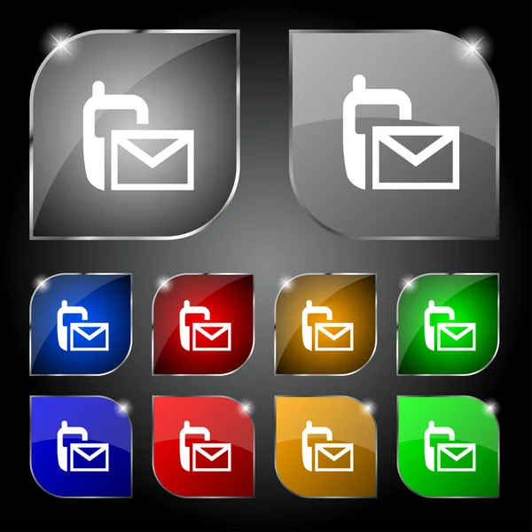 Mail-Symbol. Umschlag-Symbol. Nachricht sms sign.navigation Taste. Farbtasten setzen. — Stockvektor