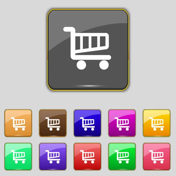 Shopping Cart sign icon. Online buying button. Set colourful buttons. Vector — Stock Vector