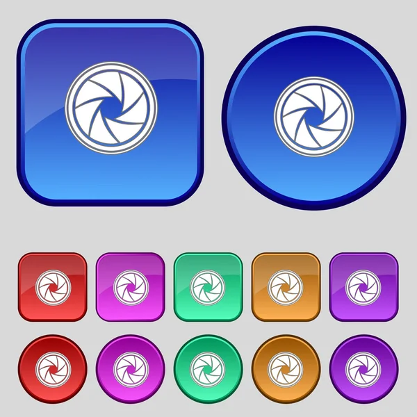 Membran-ikonen. bländare tecken. Ange färgglada knappar. vektor — Stock vektor