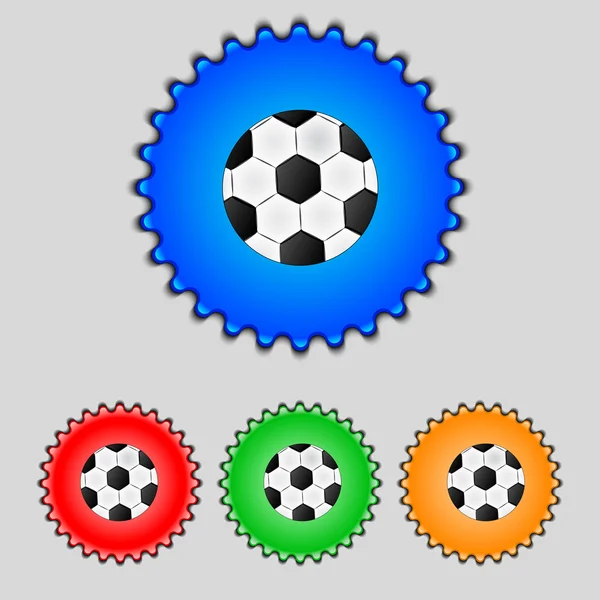 Icona segno palla da calcio. Calcio Simbolo sportivo. Impostare pulsanti colorati. Vettore — Vettoriale Stock