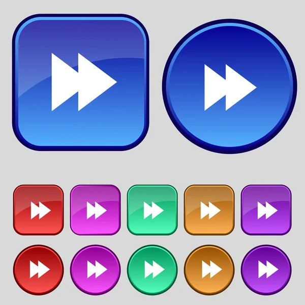 Icono de signo multimedia. Símbolo de navegación del jugador. Establecer botones de color. Vector — Vector de stock