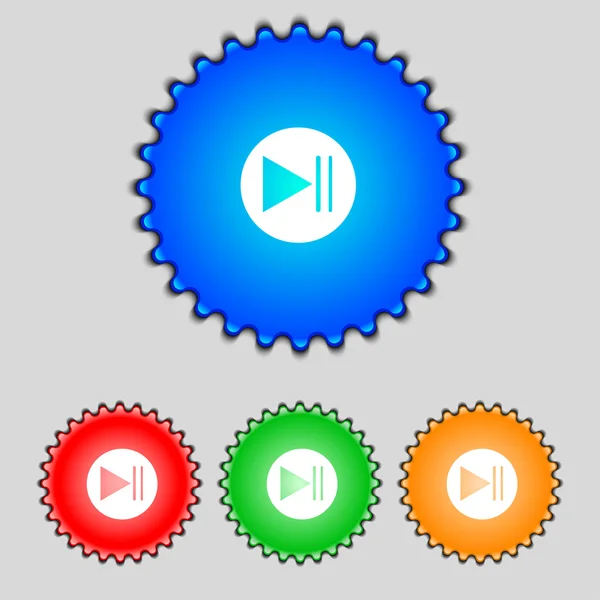 Arrow sign icon. Next button. Navigation symbol. Set colourful buttons. Vector — Stock Vector