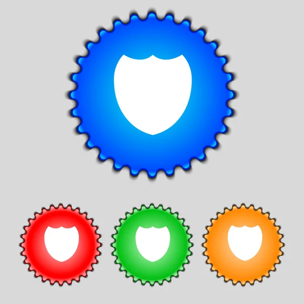 Shield sign icon. Protection symbol. Set colour buttons. Vector — Stock Vector