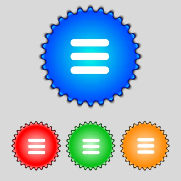 Settings sign icon. gear mechanism symbol. Set colourful buttons. Vector — Stock Vector