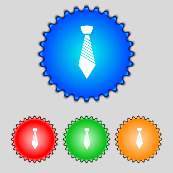 Tie sign icon. Business clothes symbol. Set colourful buttons. Vector — Stock Vector