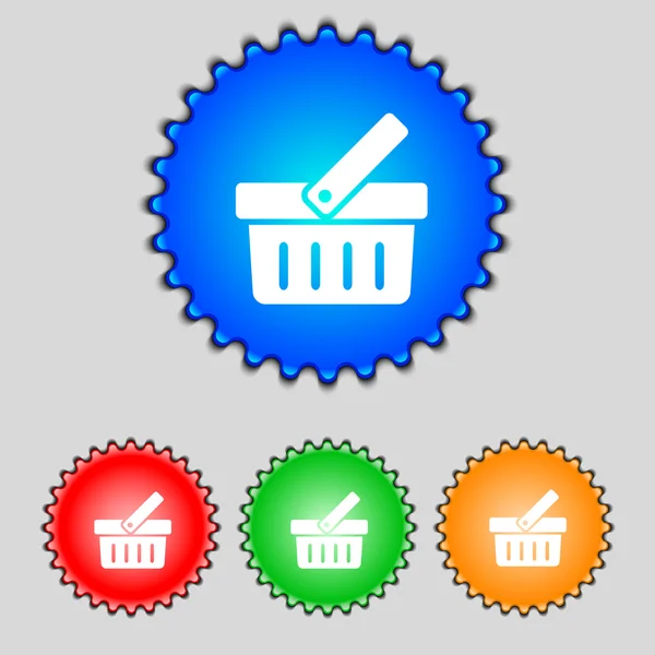 Shopping cart tecken ikonen. online köp knappen. Ange färgglada knappar. vektor — Stock vektor