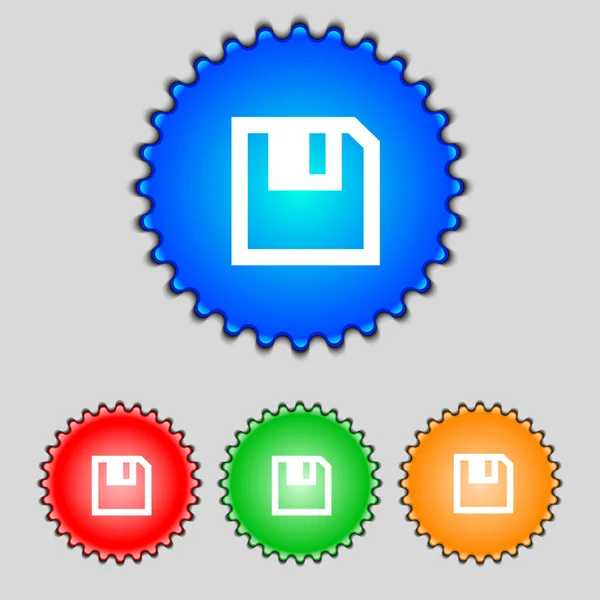 Floppy icon. Flat modern design Set colour buttons. Vector — Stock Vector