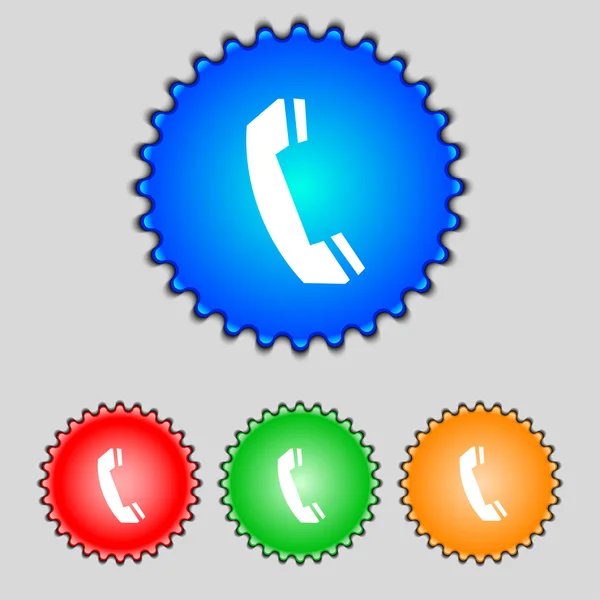 Phone sign icon. Support symbol. Call center. Set colourful buttons Vector — Stock Vector