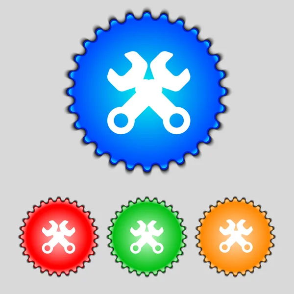 Ícone de chave chave chave do sinal. Símbolo da ferramenta de serviço. Definir botões coloridos. Vetor — Vetor de Stock