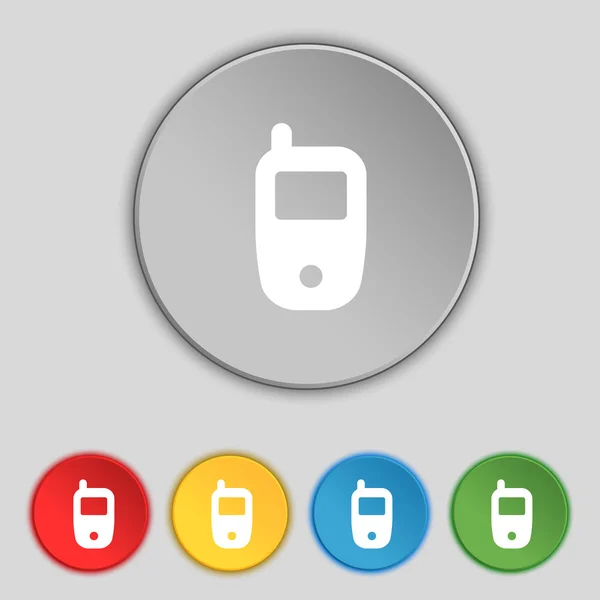 Symbole technologique des télécommunications mobiles. Réglez les boutons couleur. Vecteur — Image vectorielle