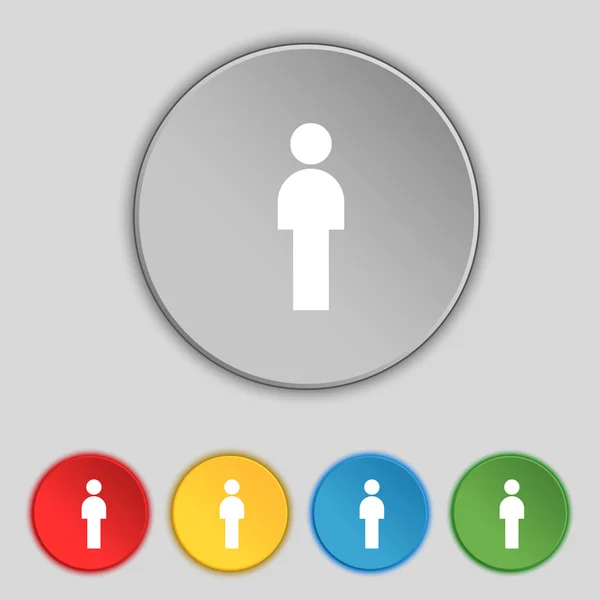 Mänskliga tecken ikon. man person symbol. manliga toalett. Ange Färgknappar. vektor — Stock vektor