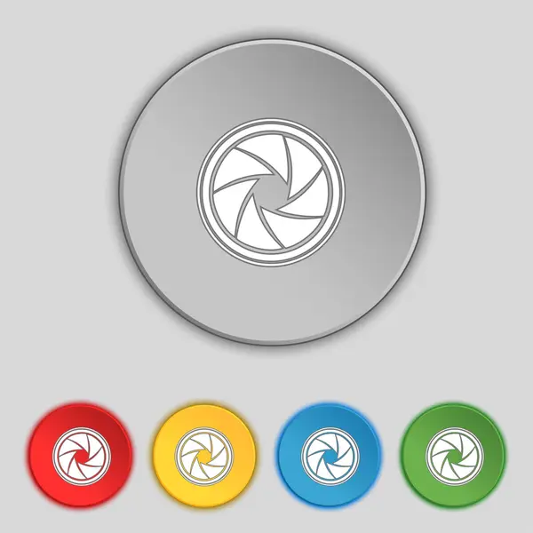 Diaphragm icon. Aperture sign. Set colourful buttons. Vector — Stock Vector