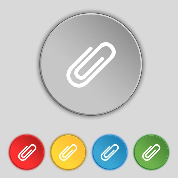 Papier clip signe icône. Symbole de clip. Définir des boutons colorés. Vecteur — Image vectorielle