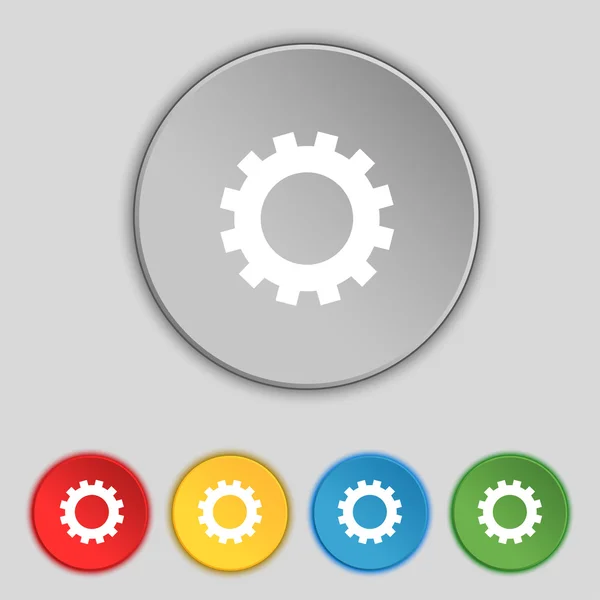 COG beállítások aláírás ikonra. fogaskerekű gear mechanizmus szimbólum. Állítsa be a színes gombok. vektor — Stock Vector