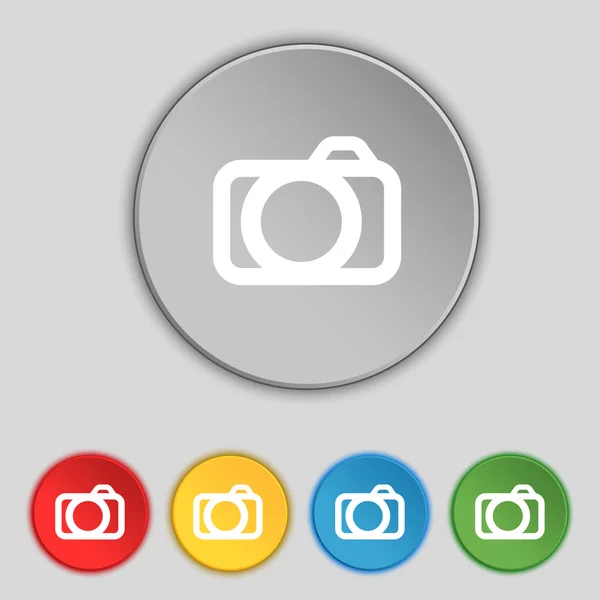 Foto ícone sinal da câmera. Símbolo digital. Definir botões coloridos. Vetor — Vetor de Stock