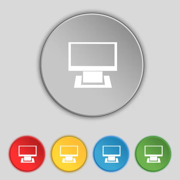 Computer widescreen monitor sign icon. Set colourful buttons. Modern UI website navigation. — Stock Vector