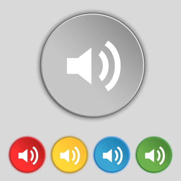 Speaker volume sign icon. Sound symbol. Set colourful buttons. Vector — Stock Vector