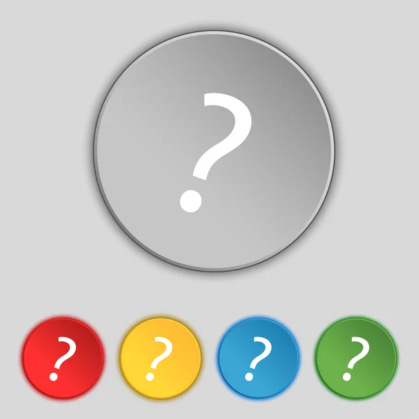 Signo de interrogación. Símbolo ayuda. Signo FAQ. Establecer botones de colores Vector — Archivo Imágenes Vectoriales