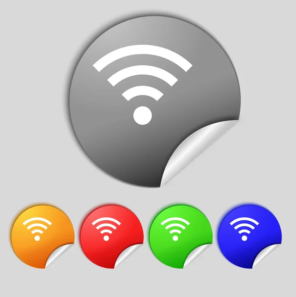 Signo Wifi. Símbolo Wi-Fi. Zona de iconos de red inalámbrica. Establecer botones de color. Vector — Vector de stock