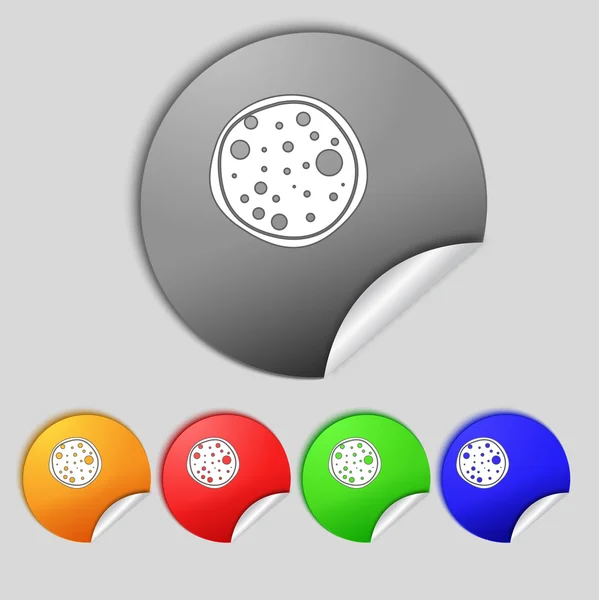 Pizza ikona. sada barevných tlačítek znamení. vektor — Stockový vektor