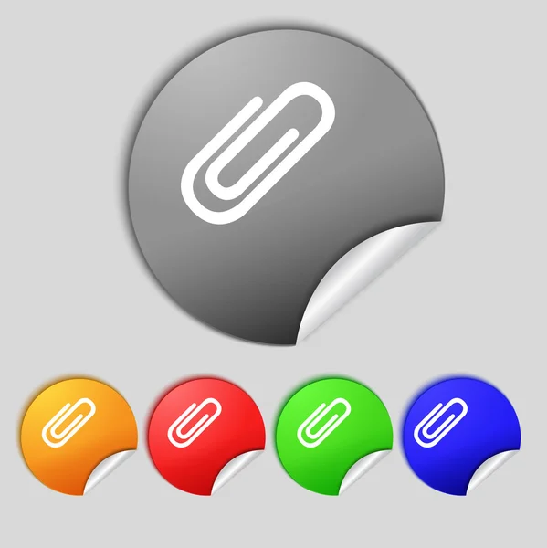 Teken paperclip. clip symbool. kleurrijke knoppen instellen vector — Stockvector