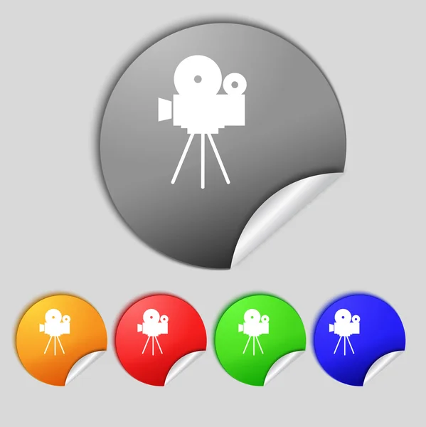 Signo de cámara de vídeo botón icon.content. Establecer botones de colores. Vector — Vector de stock