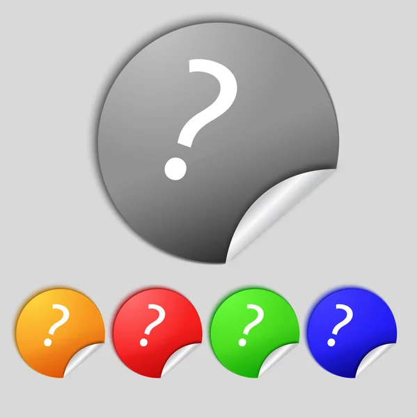 Vraagteken teken pictogram. Help symbool. FAQ ondertekenen. kleurrijke knoppen vector instellen — Stockvector