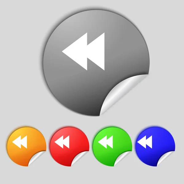 Multimédia aláírás ikonra. játékos navigációs szimbólum. Állítsa be a színes gombok. vektor — Stock Vector