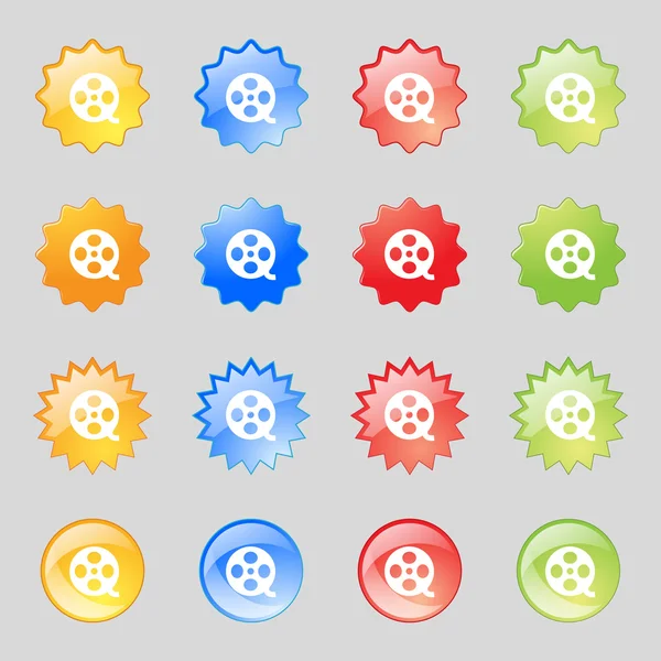 Video sign icon. frame symbol. Set colourful buttons. Vector — Stock Vector