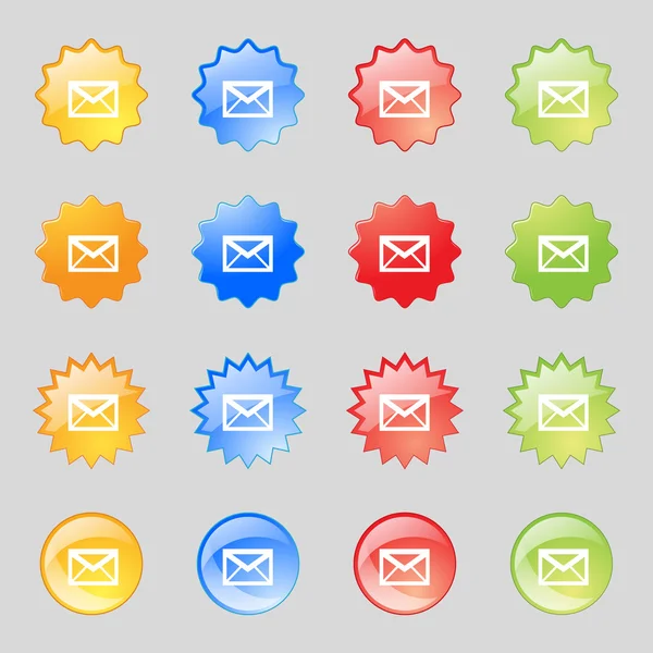 Icône mail. Symbole d'enveloppe. Signal. touche de navigation Définir les boutons couleur vectoriel — Image vectorielle