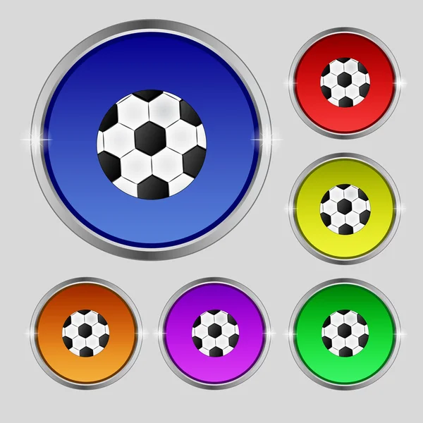 Icono de signo de pelota de fútbol. Símbolo de fútbol deportivo. Establecer botones de colores. Vector — Vector de stock