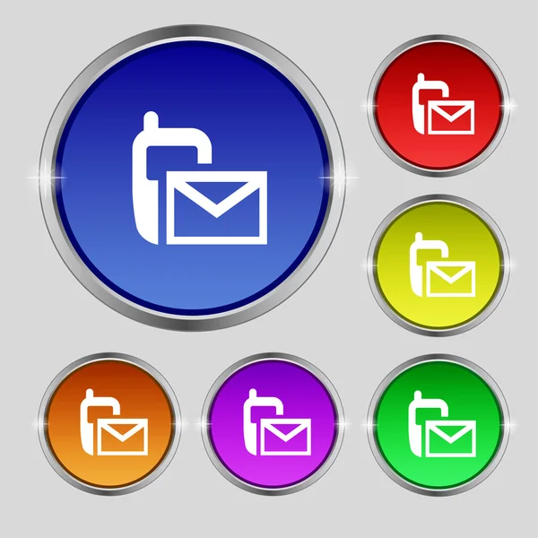 Postpictogram. envelop symbool. bericht sms sign.navigation knop. set Kleurenknop. — Stockvector