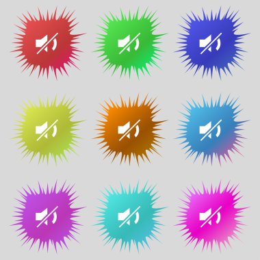 sessiz hoparlör işareti simgesi. ses simgesi. renkli düğmeler ayarlayın. vektör