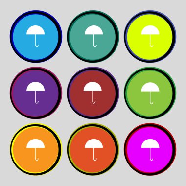 şemsiye işareti simgesi. Yağmur koruması sembolü. renkli düğmeler ayarlayın. vektör