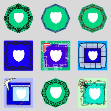 kalkan işareti simgesi. koruma sembol. renkli düğmeler ayarlayın. vektör