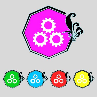 COG ayarları işareti simgesi. dişli dişli mekanizması sembolü. renkli düğmeler ayarlayın. vektör