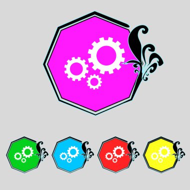 COG ayarları işareti simgesi. dişli dişli mekanizması sembolü. renkli düğmeler ayarlayın. vektör