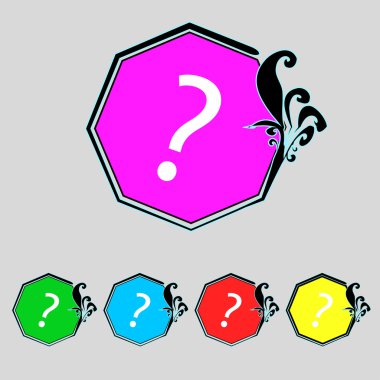 soru işareti işareti simgesi. Yardım simgesi. SSS oturum açın. renkli düğmeler vektör ayarla