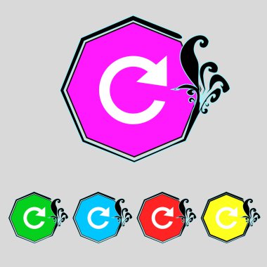 Update işareti simgesi. tam dönüş ok sembolü. renkli düğmeler ayarlayın. vektör