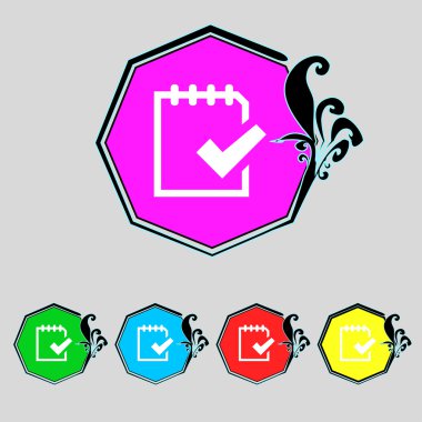 Belge işareti simgesi düzenleyin. set renk tuşu. Modern UI Web sitesi navigasyon vektör