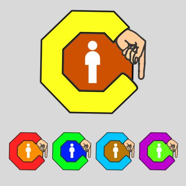 insan işareti simgesi. adam kişi simgesi. erkek tuvalet. renkli düğmeler ayarlayın. vektör